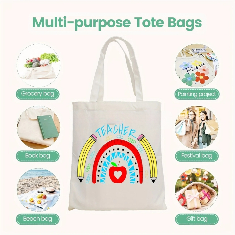 Karan Τσάντα Καμβά Tote με Εκτύπωση Λογοτύπου, UV Ψηφιακή Εκτύπωση και Μεταξοτυπία, Προέλευση Yiwu