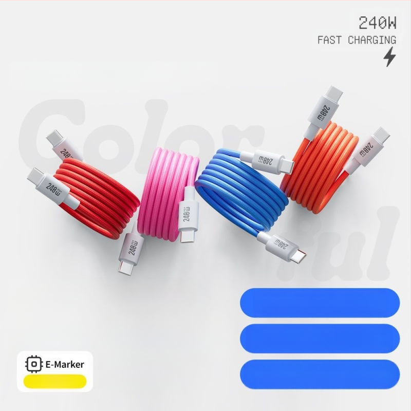 Καλώδιο δεδομένων με διπλούς συνδετήρες Lightning και Type-C, 240W γρήγορη φόρτιση, νάιλον πλεκτό