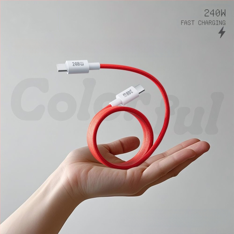 Καλώδιο δεδομένων με διπλούς συνδετήρες Lightning και Type-C, 240W γρήγορη φόρτιση, νάιλον πλεκτό