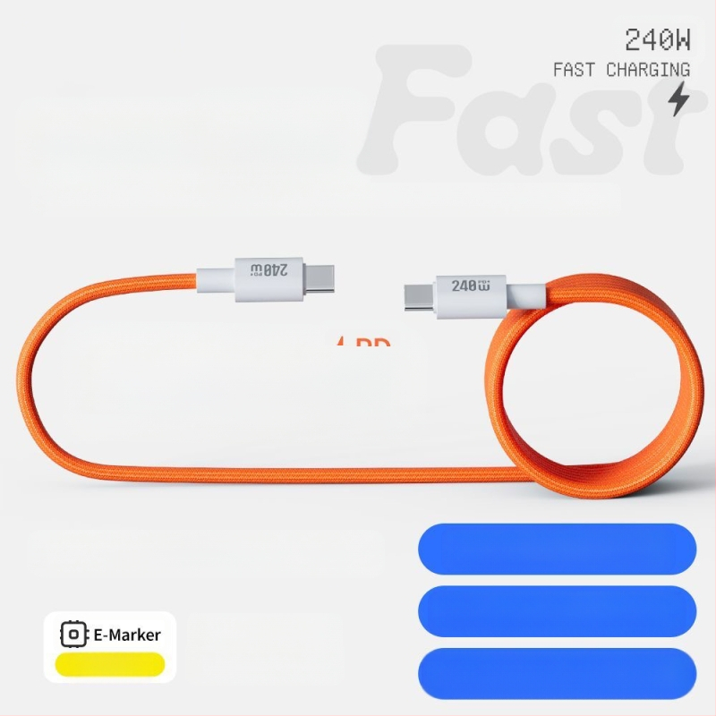 Καλώδιο δεδομένων με διπλούς συνδετήρες Lightning και Type-C, 240W γρήγορη φόρτιση, νάιλον πλεκτό
