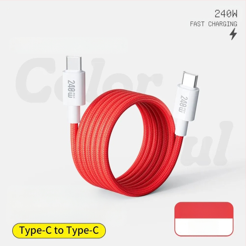 Καλώδιο δεδομένων με διπλούς συνδετήρες Lightning και Type-C, 240W γρήγορη φόρτιση, νάιλον πλεκτό