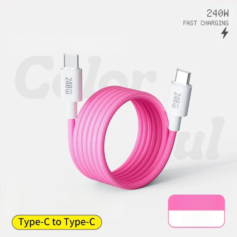 Καλώδιο δεδομένων με διπλούς συνδετήρες Lightning και Type-C, 240W γρήγορη φόρτιση, νάιλον πλεκτό