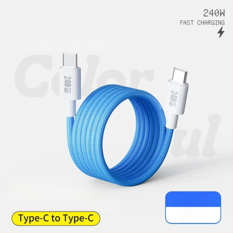 Καλώδιο δεδομένων με διπλούς συνδετήρες Lightning και Type-C, 240W γρήγορη φόρτιση, νάιλον πλεκτό