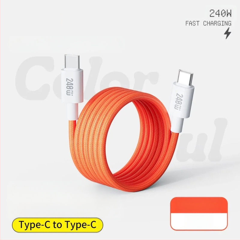 Καλώδιο δεδομένων με διπλούς συνδετήρες Lightning και Type-C, 240W γρήγορη φόρτιση, νάιλον πλεκτό