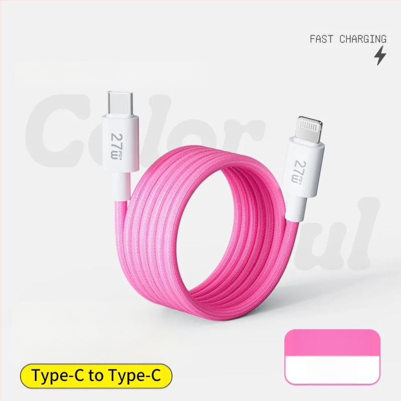 Καλώδιο δεδομένων με διπλούς συνδετήρες Lightning και Type-C, 240W γρήγορη φόρτιση, νάιλον πλεκτό