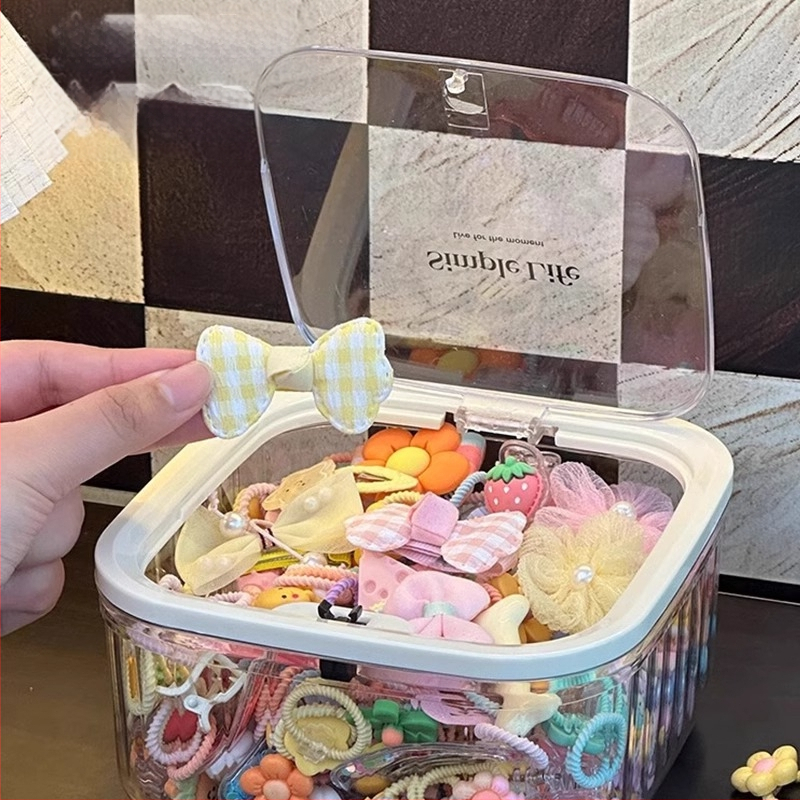 Κουτί αποθήκευσης αξεσουάρ μαλλιών για παιδιά με καπάκι, πλαστικό, χωρητικότητας 1 L, μοτίβο καρτούν, μοντέρνο μινιμαλιστικό στυλ