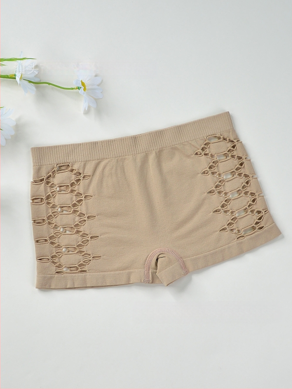 Γυναικείες νάιλον χωρίς ραφές μποξέρ σορτς, διαπνέοντα, μεσαίας ζώνης, πλεκτά