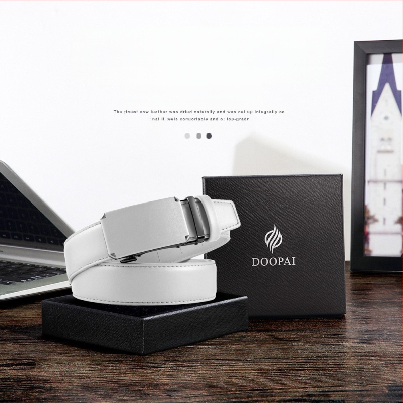 Ανδρική δερμάτινη ζώνη με αυτόματη αγκράφα, γνήσιο δέρμα, διπλό στρώμα βοείου δέρματος, αγκράφα από κράμα