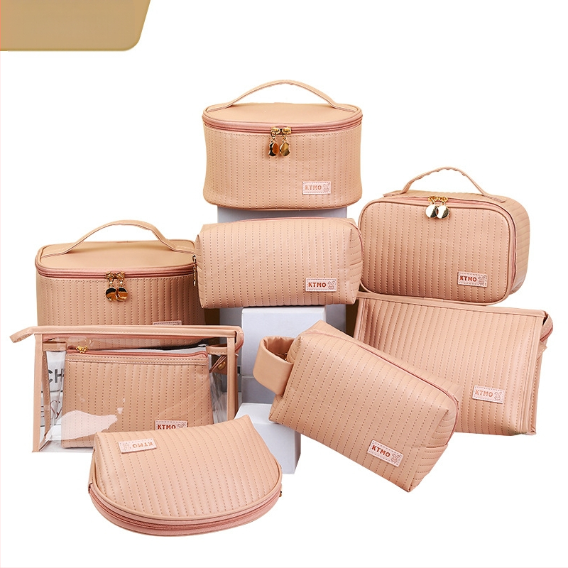 Geantă de machiaj KTMO, cu textură embosată ultrasonică, din PU, stil urban minimalist, pentru femei, utilizare zilnică