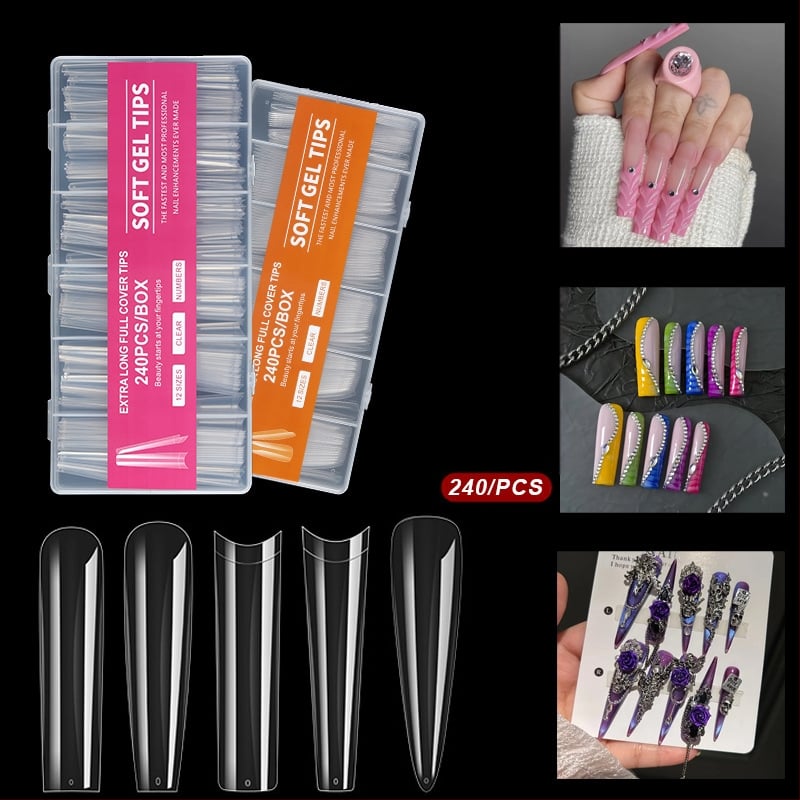 Nagu galiņi - Īpaši gari, Balerīnas forma, Pilns pārklājums, ABS materiāls, 240 gab. kastē