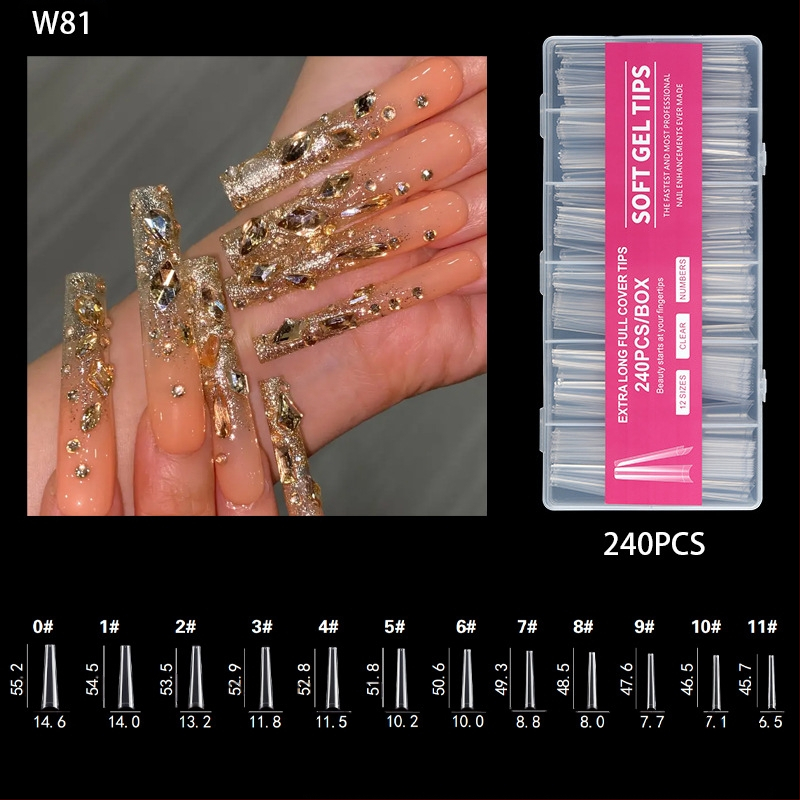 Nagu galiņi - Īpaši gari, Balerīnas forma, Pilns pārklājums, ABS materiāls, 240 gab. kastē