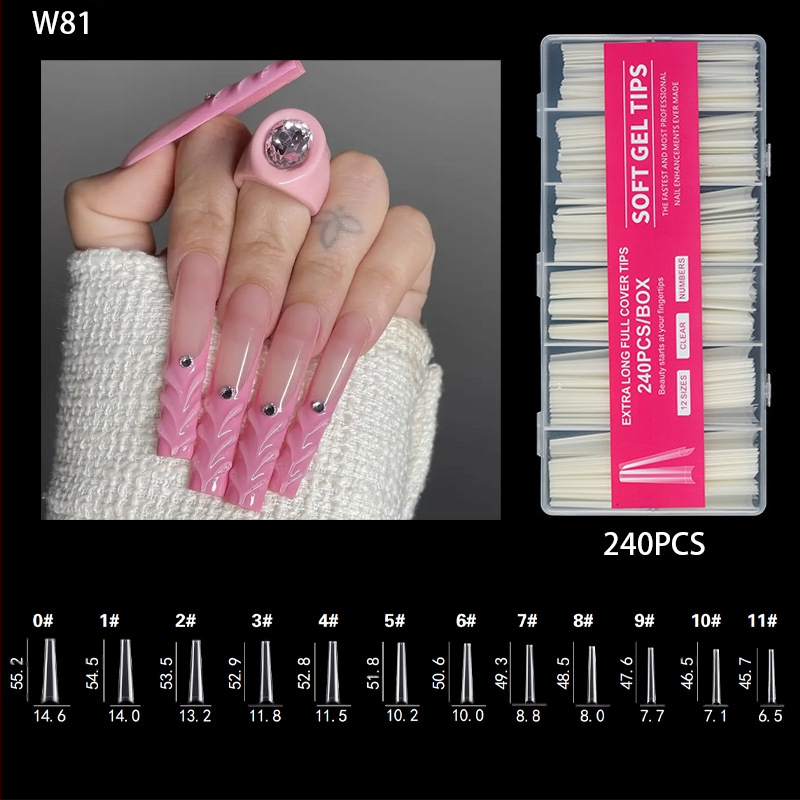 Nagu galiņi - Īpaši gari, Balerīnas forma, Pilns pārklājums, ABS materiāls, 240 gab. kastē