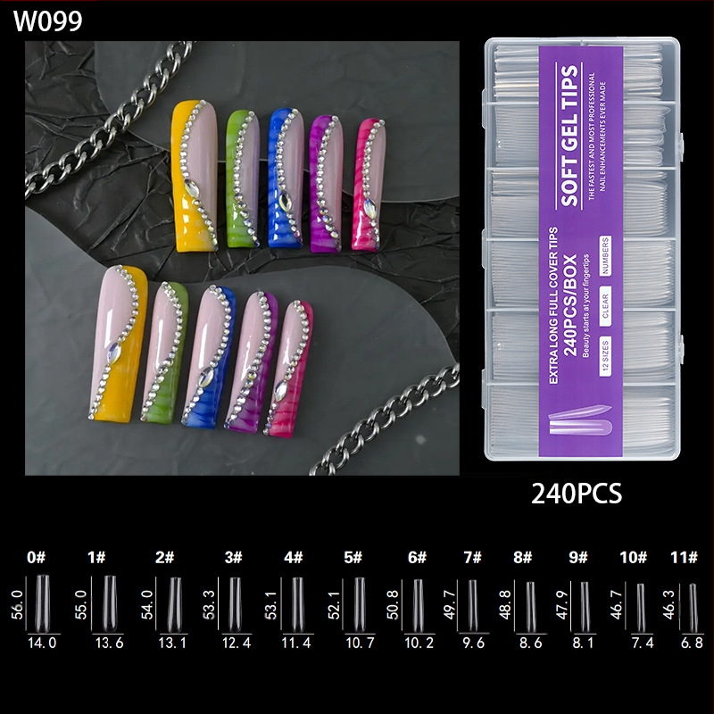 Nagu galiņi - Īpaši gari, Balerīnas forma, Pilns pārklājums, ABS materiāls, 240 gab. kastē