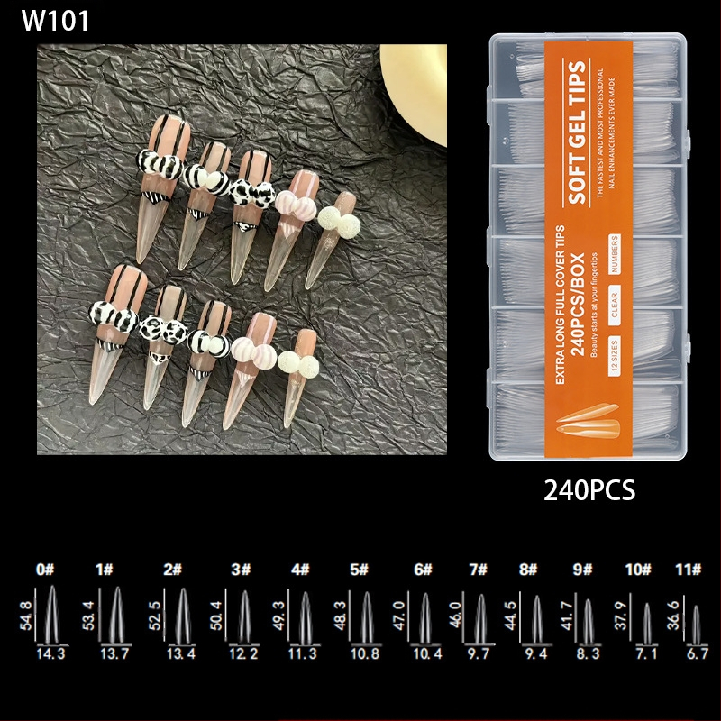 Nagu galiņi - Īpaši gari, Balerīnas forma, Pilns pārklājums, ABS materiāls, 240 gab. kastē