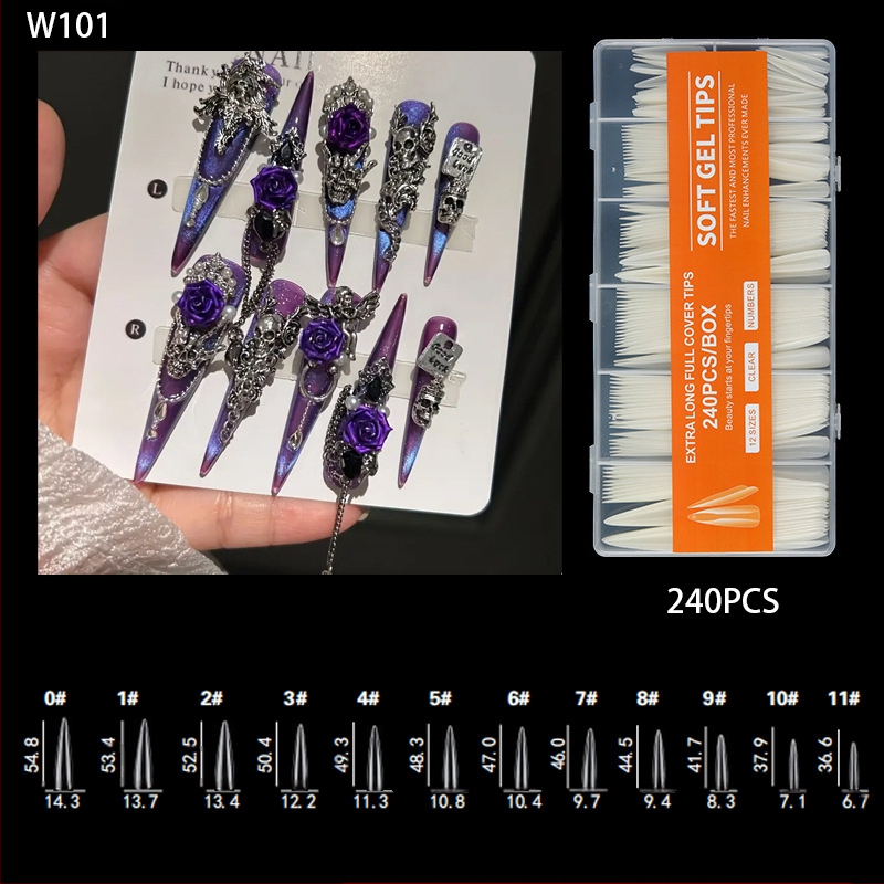 Nagu galiņi - Īpaši gari, Balerīnas forma, Pilns pārklājums, ABS materiāls, 240 gab. kastē