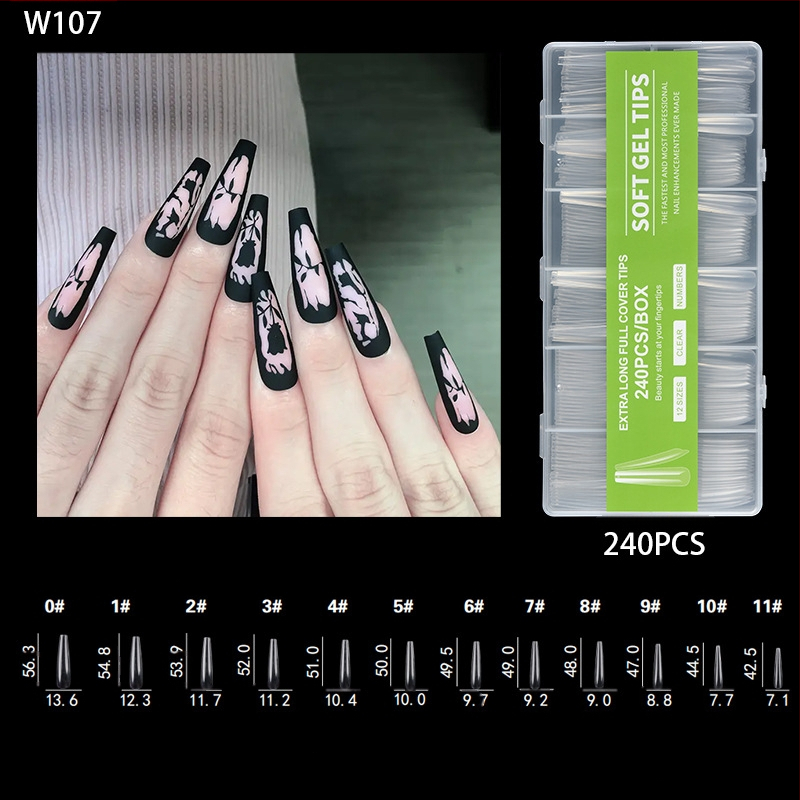 Nagu galiņi - Īpaši gari, Balerīnas forma, Pilns pārklājums, ABS materiāls, 240 gab. kastē