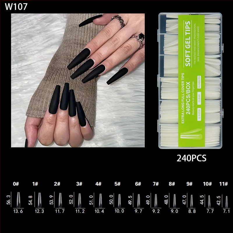 Nagu galiņi - Īpaši gari, Balerīnas forma, Pilns pārklājums, ABS materiāls, 240 gab. kastē