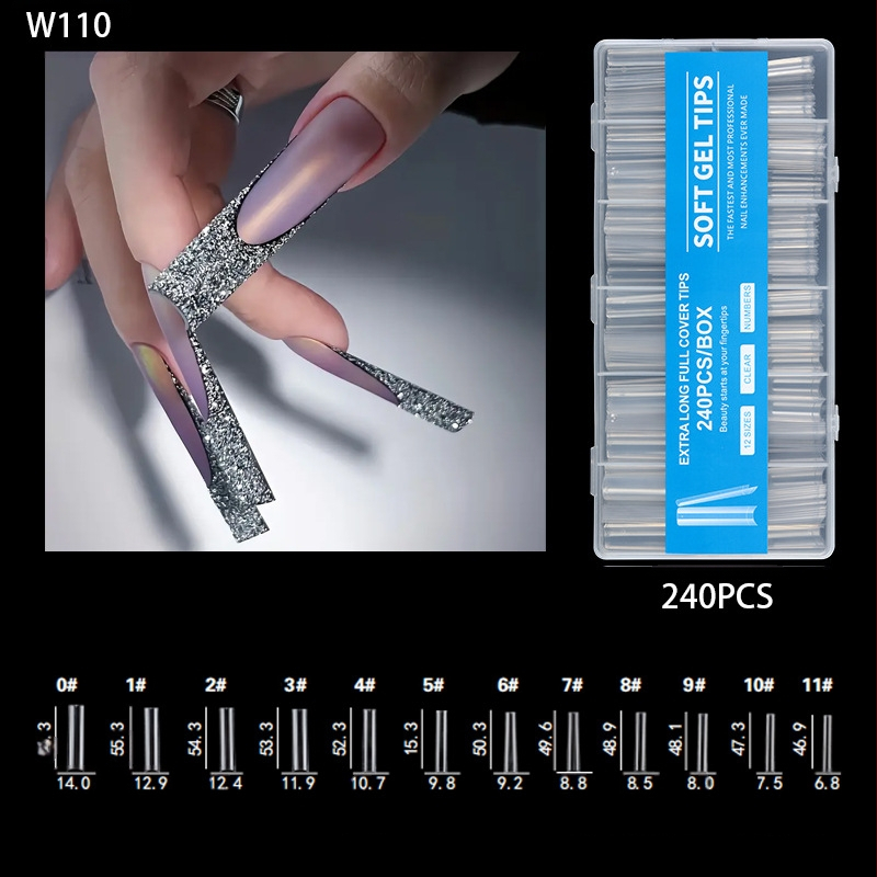 Nagu galiņi - Īpaši gari, Balerīnas forma, Pilns pārklājums, ABS materiāls, 240 gab. kastē