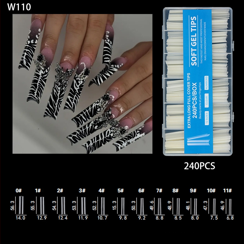 Nagu galiņi - Īpaši gari, Balerīnas forma, Pilns pārklājums, ABS materiāls, 240 gab. kastē