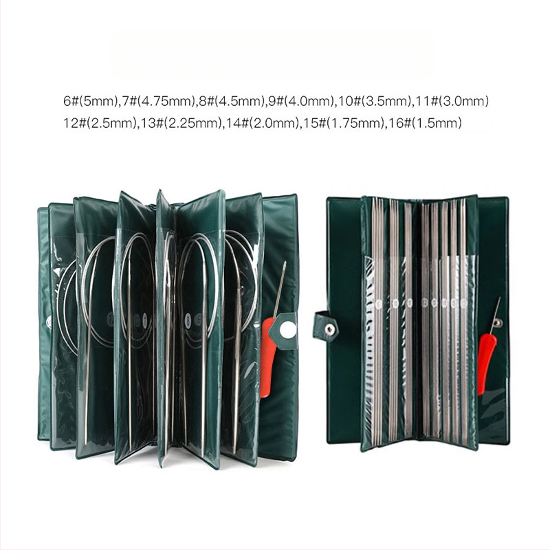 Set igala za pletenje: nehrđajući čelik, kružne igle, duge i ravne igle, kompletan skup alata