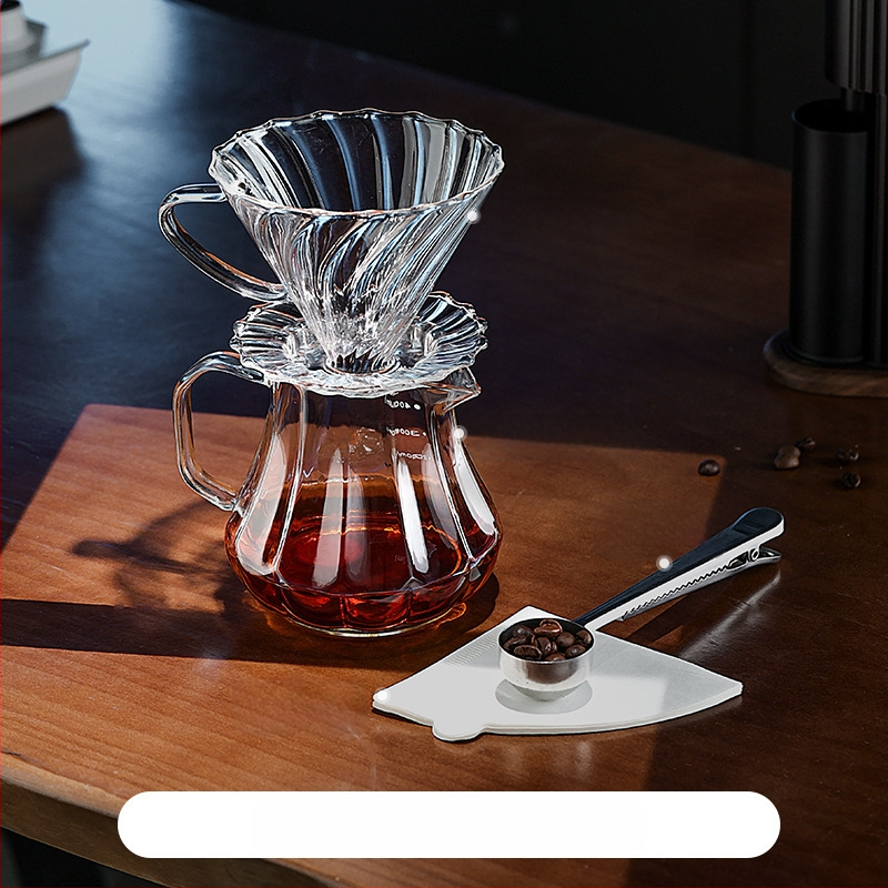 Bincoo Γυάλινο σετ καφέ για κοινή παρασκευή με φλυτζάνι γευσιγνωσίας και φίλτρο – μοντέρνο μινιμαλιστικό στυλ, απλός σχεδιασμός