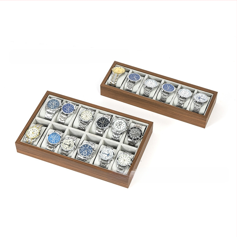 Дървена подложка за часовници, ръчна изработка, 6–30 позиции, кутия за подаръци и бижута