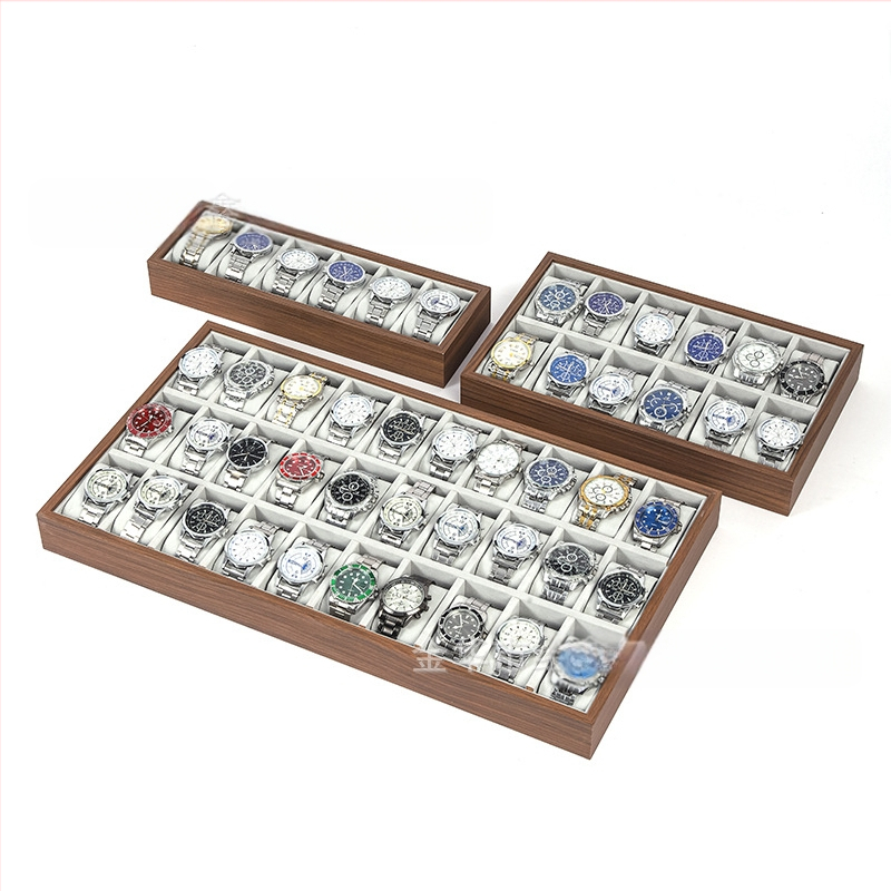 Дървена подложка за часовници, ръчна изработка, 6–30 позиции, кутия за подаръци и бижута