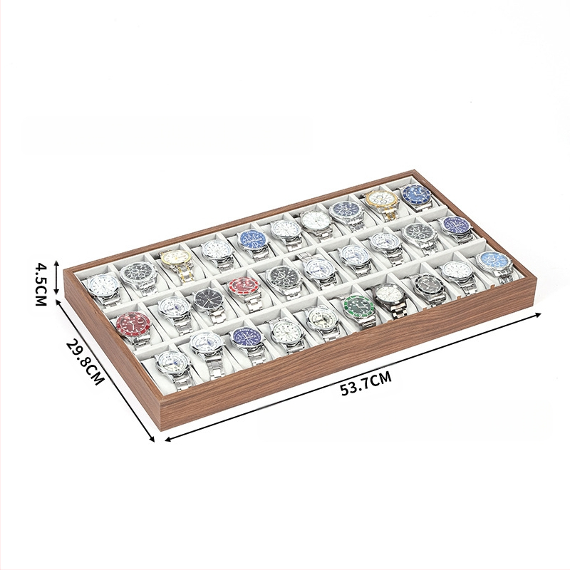 Дървена подложка за часовници, ръчна изработка, 6–30 позиции, кутия за подаръци и бижута