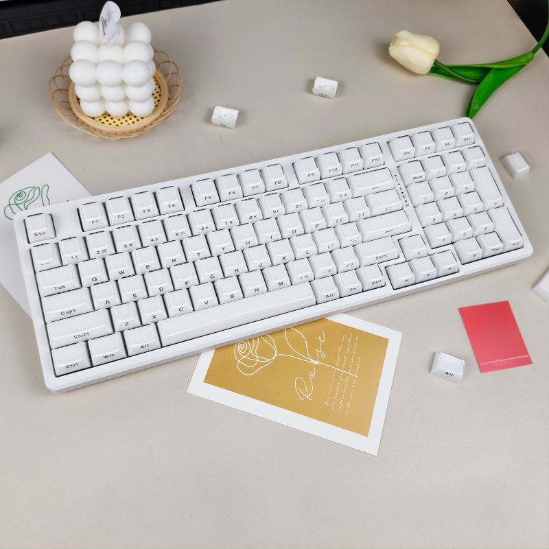 Mechanikus billentyűzethez készült keycap szett, 113 gomb, PC anyag, kettős színű oldalsó gravírozás, Cross-Shaft kompatibilis