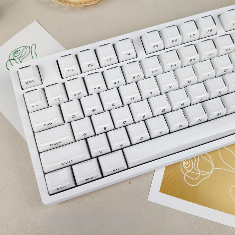 Mechanikus billentyűzethez készült keycap szett, 113 gomb, PC anyag, kettős színű oldalsó gravírozás, Cross-Shaft kompatibilis