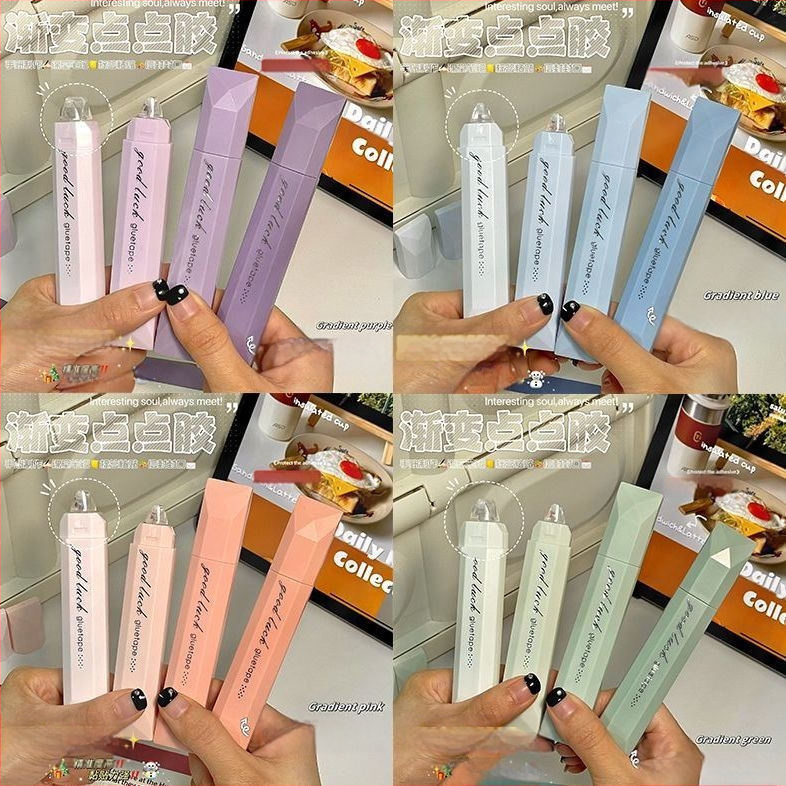 Duwu Tollapont ragasztó tolltípusú pöttyökkel, gradient dizájn, erős duplaoldalas ragasztó, diák naplókhoz és kézműves projektekhez