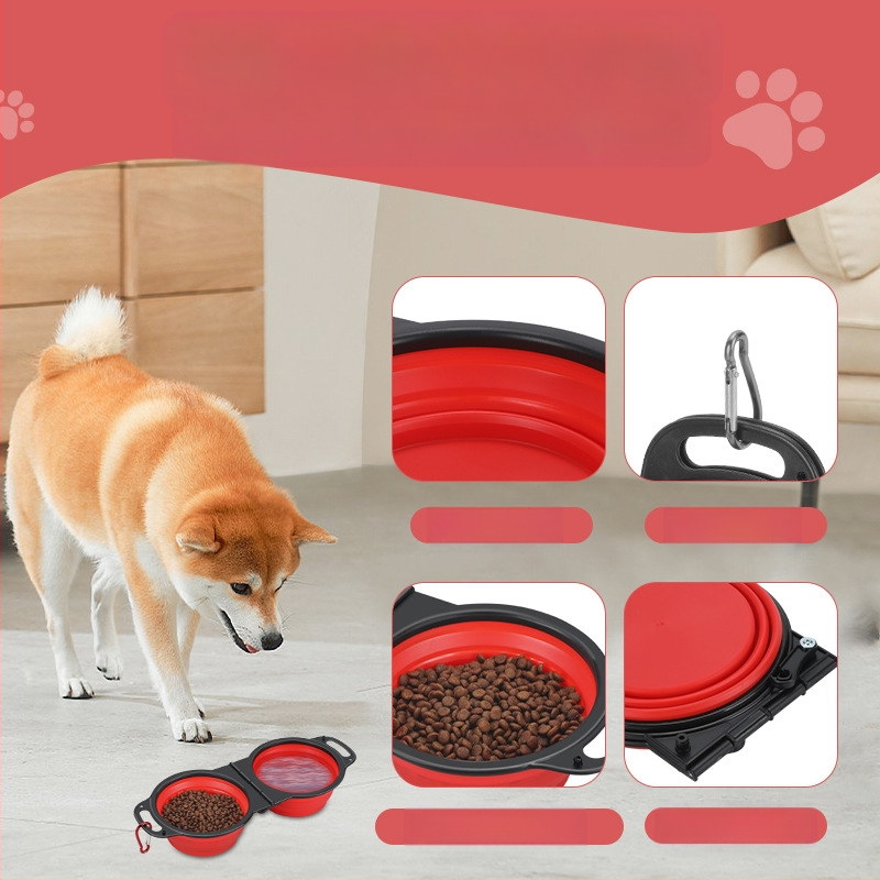 Összecsukható dupla tál háziállatok számára, műanyag, modell ZDSW-02, Guangdong