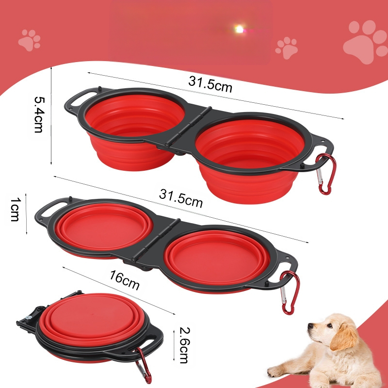 Összecsukható dupla tál háziállatok számára, műanyag, modell ZDSW-02, Guangdong