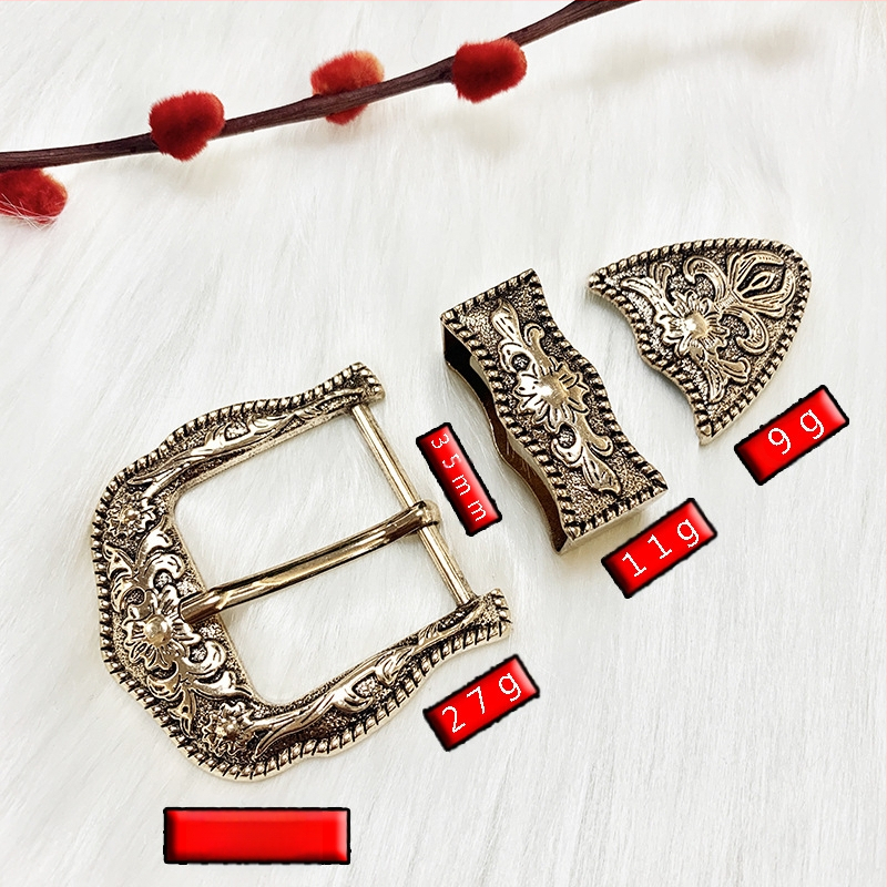 Τριμελές σετ αγκραλών ζώνης από κράμα με μηχανισμό καρφιού, κυκλικό σχήμα, κομμένο μοτίβο λουλουδιών και μογολικό σχέδιο, εθνικό στυλ