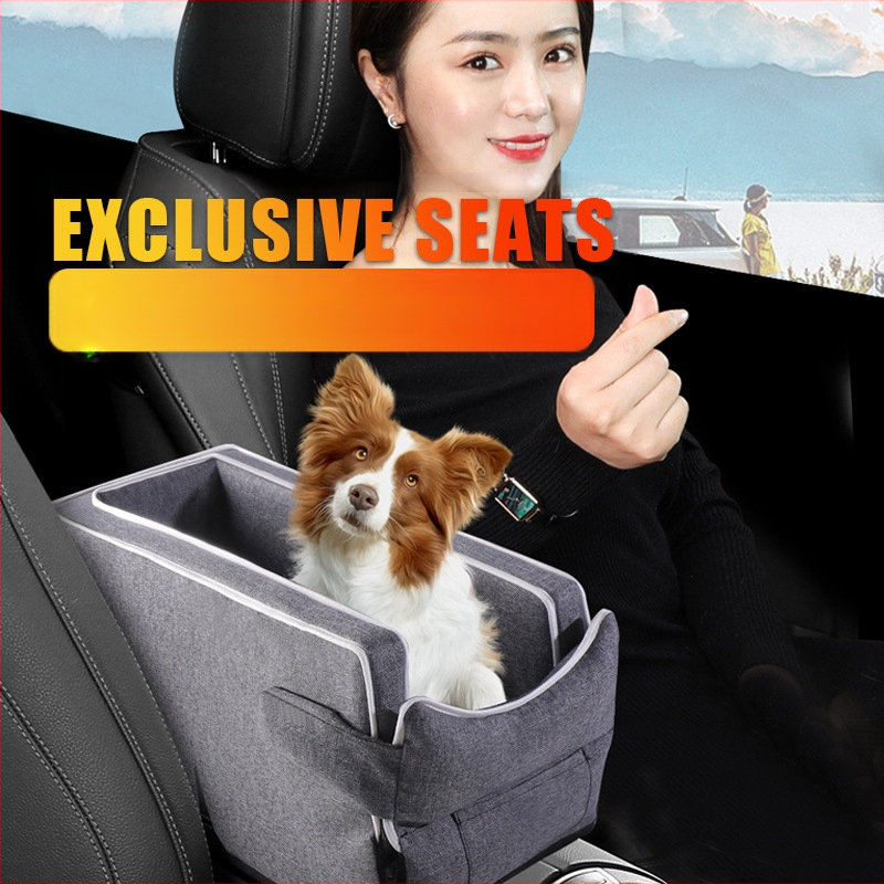 Automobiļa centrālā konsole drošības sēdeklis mājdzīvniekiem – pūkains pildījums, auduma virsma, vissezonu universālais dizains, minimālistisks stils