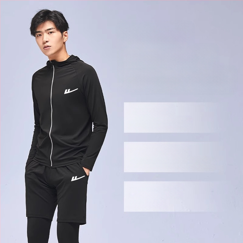 Ανδρικό αθλητικό σετ τρεξίματος – δύο τεμάχια, διαπνέον, απομάκρυνση υγρασίας, γρήγορο στέγνωμα, στρογγυλός λαιμός, βραχείς μανίκες, πολυεστέρας-ελαστάν