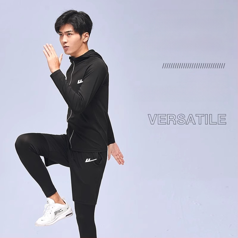 Ανδρικό αθλητικό σετ τρεξίματος – δύο τεμάχια, διαπνέον, απομάκρυνση υγρασίας, γρήγορο στέγνωμα, στρογγυλός λαιμός, βραχείς μανίκες, πολυεστέρας-ελαστάν