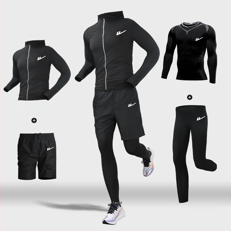 Ανδρικό αθλητικό σετ τρεξίματος – δύο τεμάχια, διαπνέον, απομάκρυνση υγρασίας, γρήγορο στέγνωμα, στρογγυλός λαιμός, βραχείς μανίκες, πολυεστέρας-ελαστάν