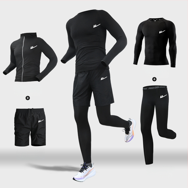 Ανδρικό αθλητικό σετ τρεξίματος – δύο τεμάχια, διαπνέον, απομάκρυνση υγρασίας, γρήγορο στέγνωμα, στρογγυλός λαιμός, βραχείς μανίκες, πολυεστέρας-ελαστάν