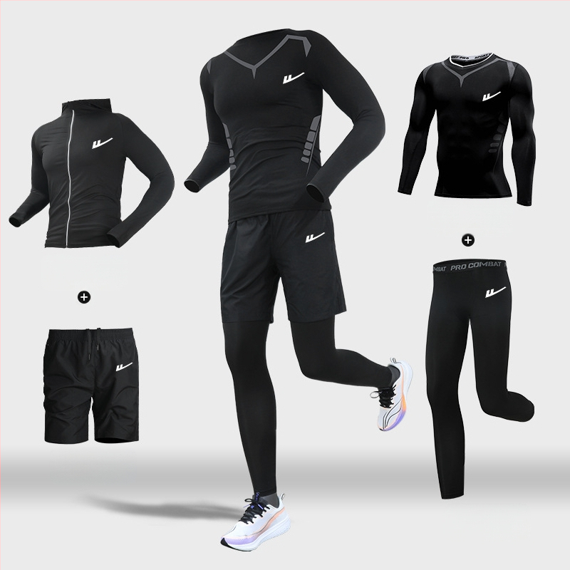 Ανδρικό αθλητικό σετ τρεξίματος – δύο τεμάχια, διαπνέον, απομάκρυνση υγρασίας, γρήγορο στέγνωμα, στρογγυλός λαιμός, βραχείς μανίκες, πολυεστέρας-ελαστάν