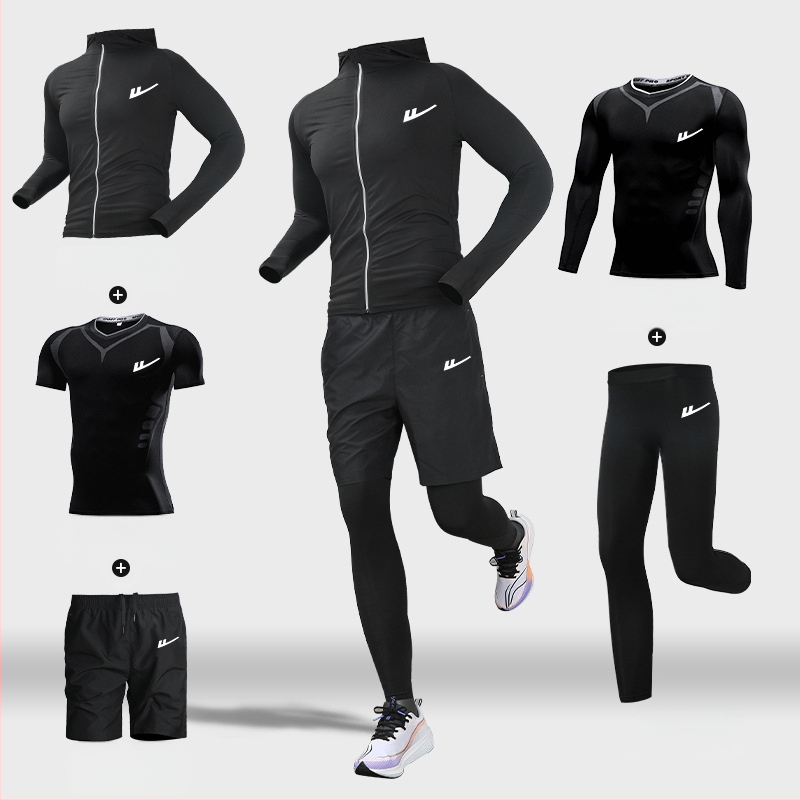 Ανδρικό αθλητικό σετ τρεξίματος – δύο τεμάχια, διαπνέον, απομάκρυνση υγρασίας, γρήγορο στέγνωμα, στρογγυλός λαιμός, βραχείς μανίκες, πολυεστέρας-ελαστάν