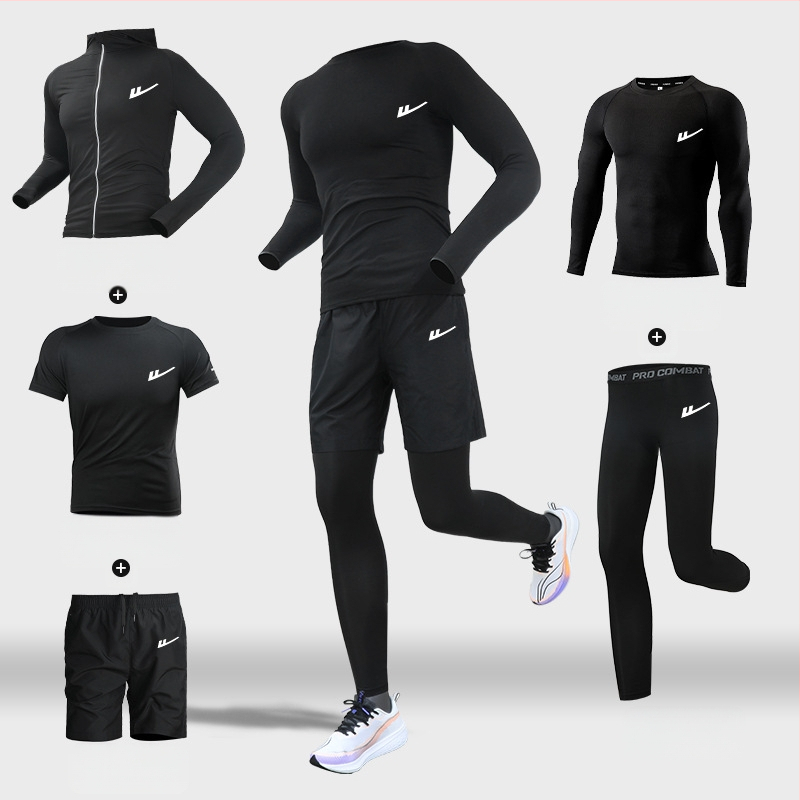 Ανδρικό αθλητικό σετ τρεξίματος – δύο τεμάχια, διαπνέον, απομάκρυνση υγρασίας, γρήγορο στέγνωμα, στρογγυλός λαιμός, βραχείς μανίκες, πολυεστέρας-ελαστάν