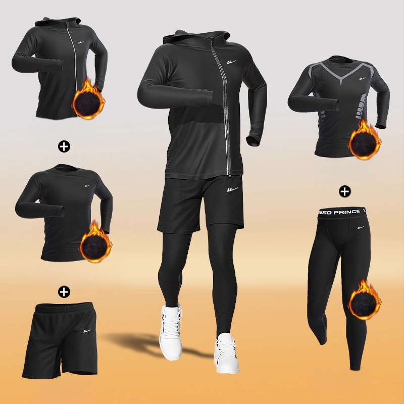 Ανδρικό αθλητικό σετ τρεξίματος – δύο τεμάχια, διαπνέον, απομάκρυνση υγρασίας, γρήγορο στέγνωμα, στρογγυλός λαιμός, βραχείς μανίκες, πολυεστέρας-ελαστάν