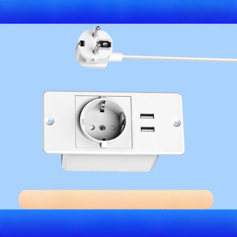 Prelungitor USB încorporat pentru mobilier, standard european, prize multiple cu gestionare a cablurilor (16A, 250V, 4000W)