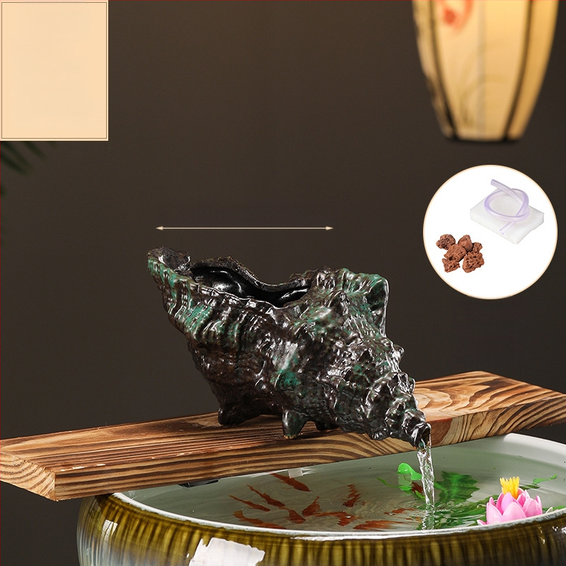 Κεραμικός διακοσμητικός νερού για ενυδρείο με θήκη υλικών φιλτραρίσματος — επιφάνεια ημι-χειροποίητη, στυλ γαλλικό αγροτικό