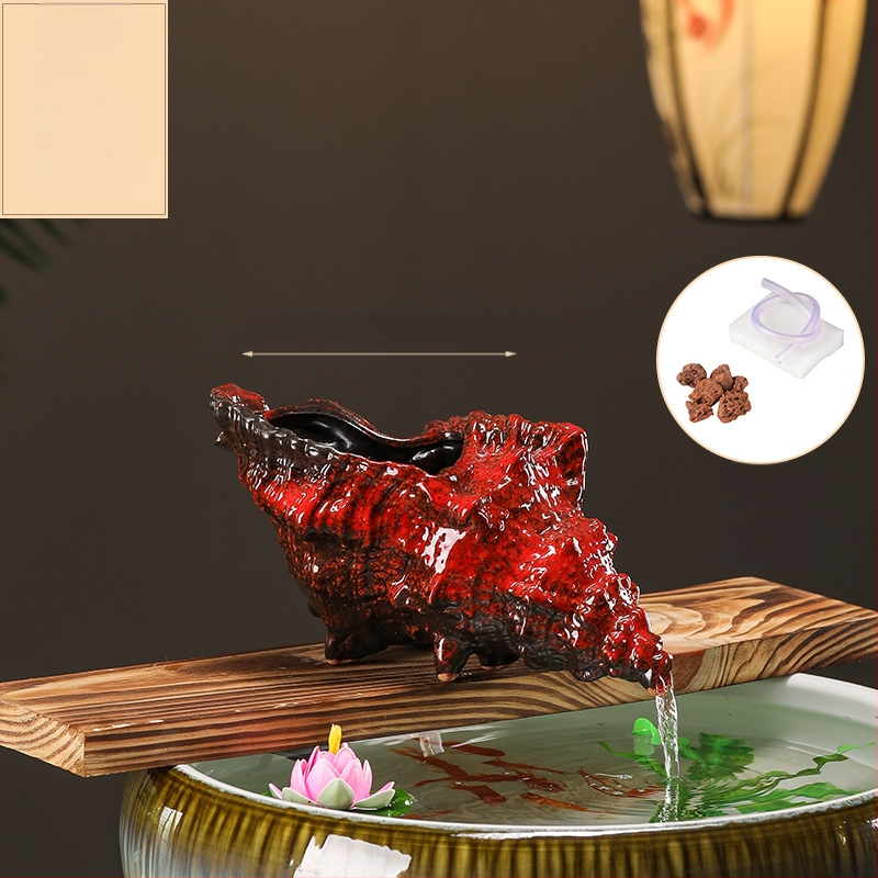 Κεραμικός διακοσμητικός νερού για ενυδρείο με θήκη υλικών φιλτραρίσματος — επιφάνεια ημι-χειροποίητη, στυλ γαλλικό αγροτικό