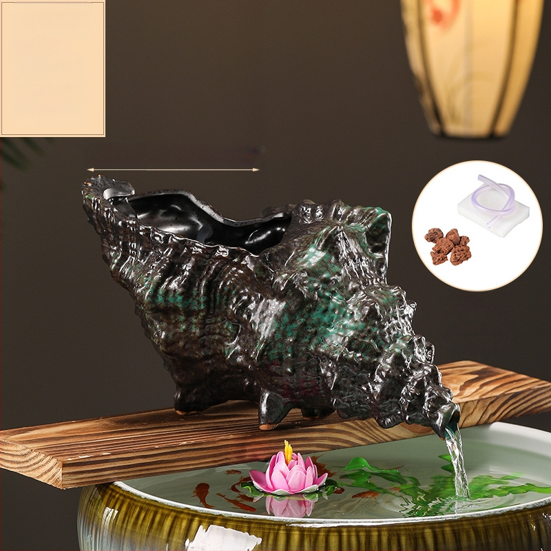 Κεραμικός διακοσμητικός νερού για ενυδρείο με θήκη υλικών φιλτραρίσματος — επιφάνεια ημι-χειροποίητη, στυλ γαλλικό αγροτικό