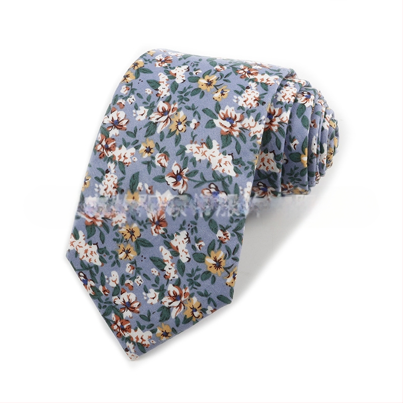 Памучна флорална вратовръзка, форма на стрела, за мъже, флорална шарка, печат