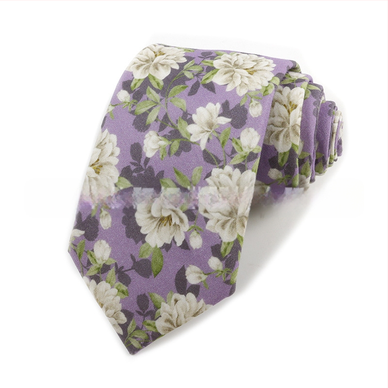 Памучна флорална вратовръзка, форма на стрела, за мъже, флорална шарка, печат