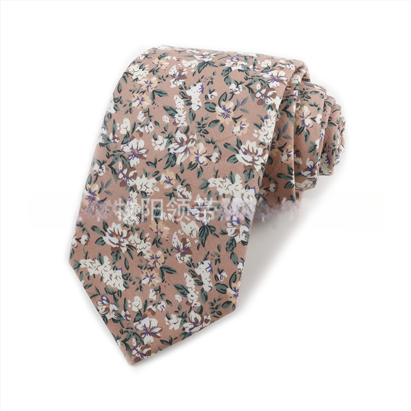 Памучна флорална вратовръзка, форма на стрела, за мъже, флорална шарка, печат